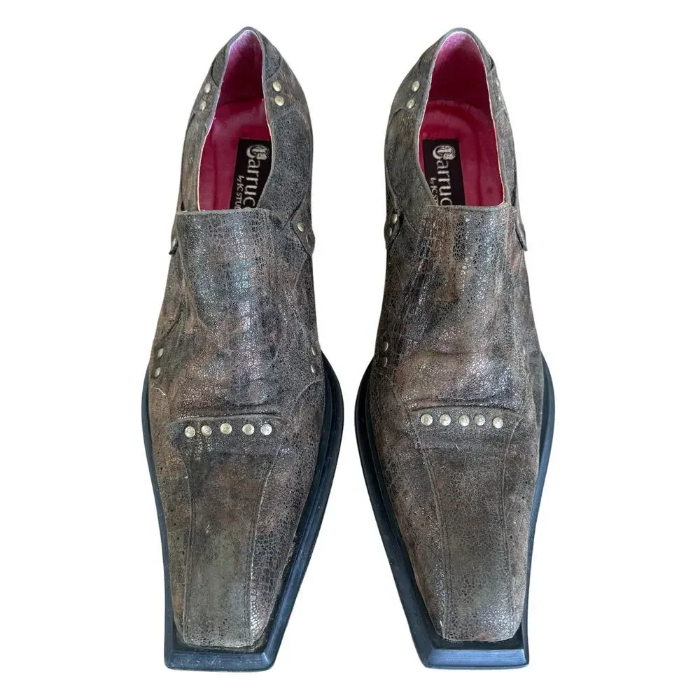 Carrucci by JC Studio Leather Studded Square Toe Loafers Men’s Sz 9 Western